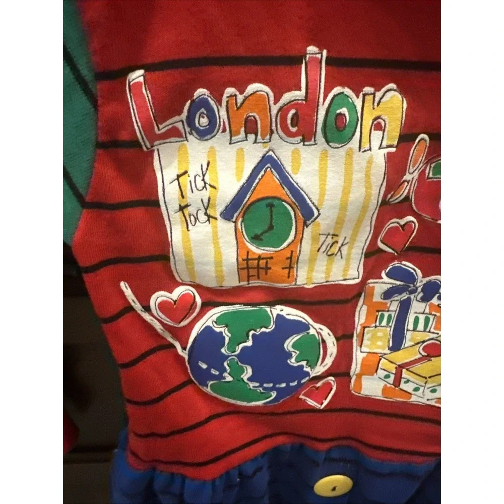 Vintage‎ Buster Brown Dress Colorful Striped Buttons 4